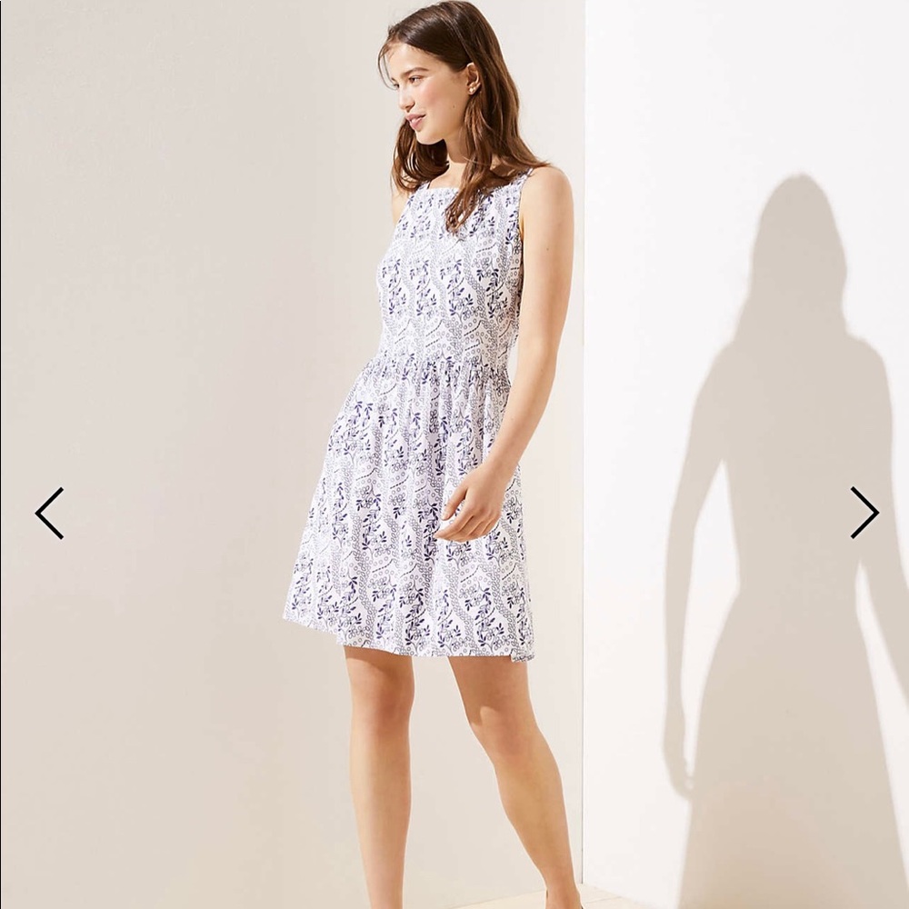 Loft flower cutout back dress